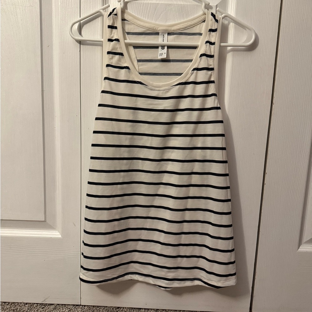 All in Motion Navy and White Striped Tank